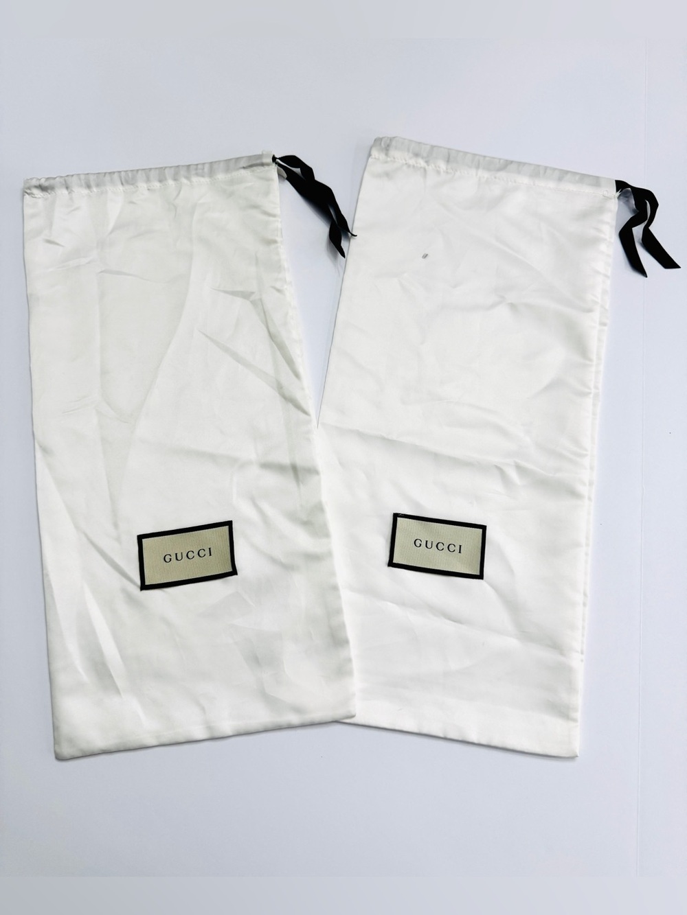 Gucci White Satin Dust Bags Set of 2-Authentic Storage Bag with Drawstring 17x8